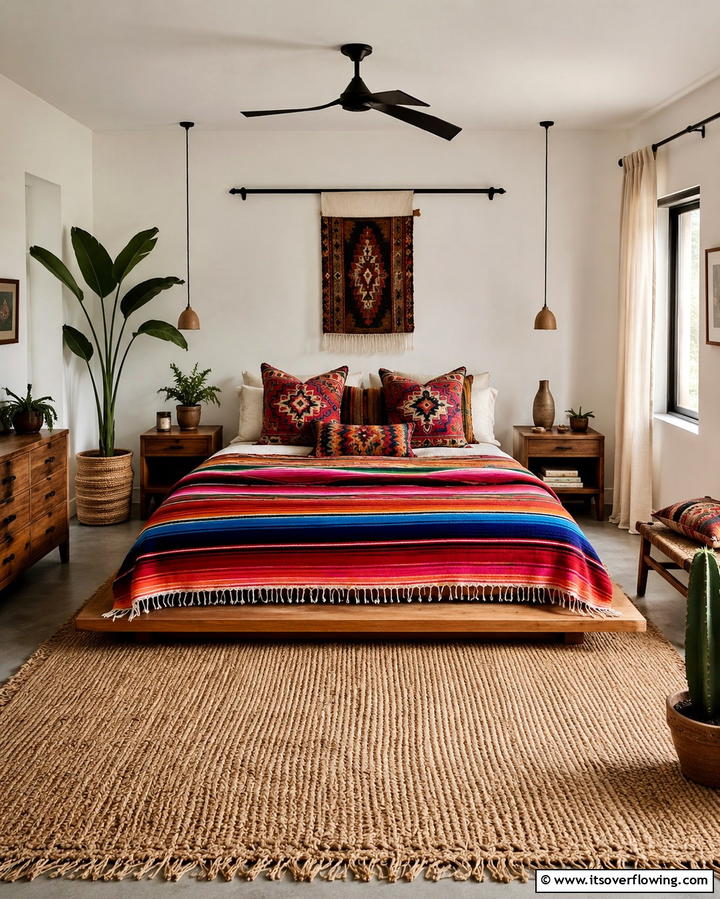 Bold Textiles and Patterns - 25 Mexican Bedroom Ideas for a Cultural Retreat