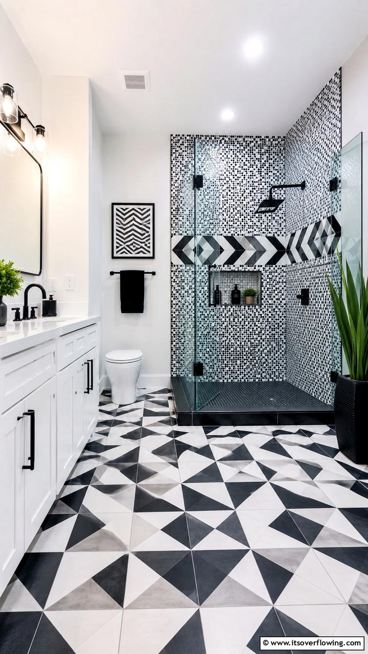 Bold Tile Patterns and Designs - 30 Ensuite Bathroom Ideas for Luxurious Privacy