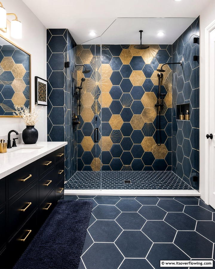Bold Tile Statement - 21 Bathroom Shower Ideas to Upgrade Your Daily Routine