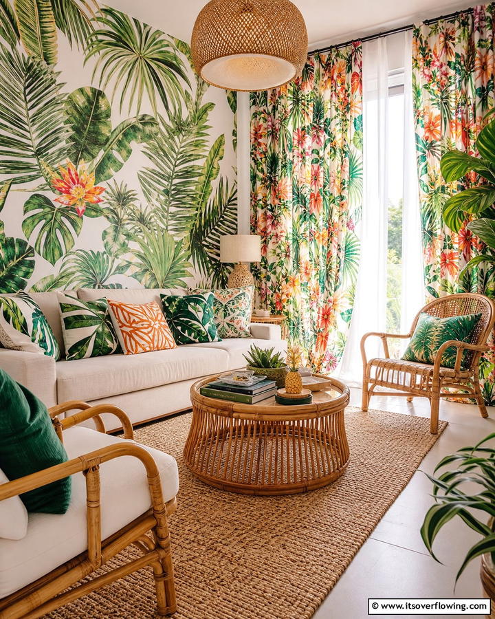 Bold Tropical Prints - 20 Bohemian Tropical Decor Ideas for a Vibrant Home
