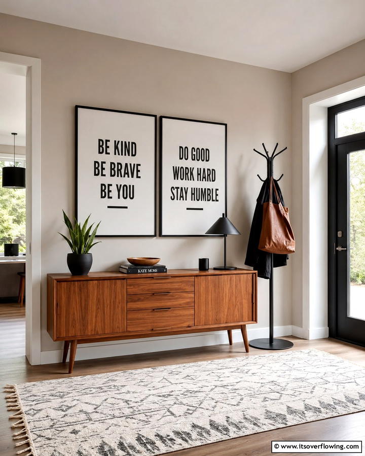 Bold Typography Prints - 30 Entryway Wall Ideas for First Impressions and Functional Storage