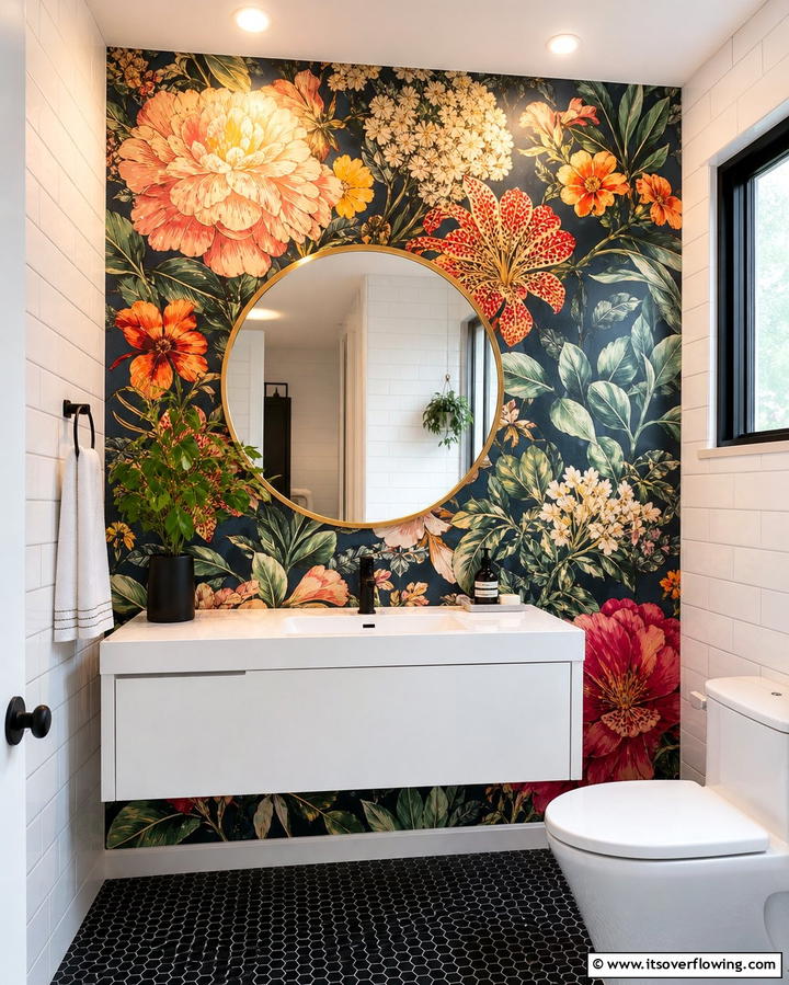 Bold Wallpaper Accents - 25 Elegant Bathroom Decor Ideas for a Luxurious Feel