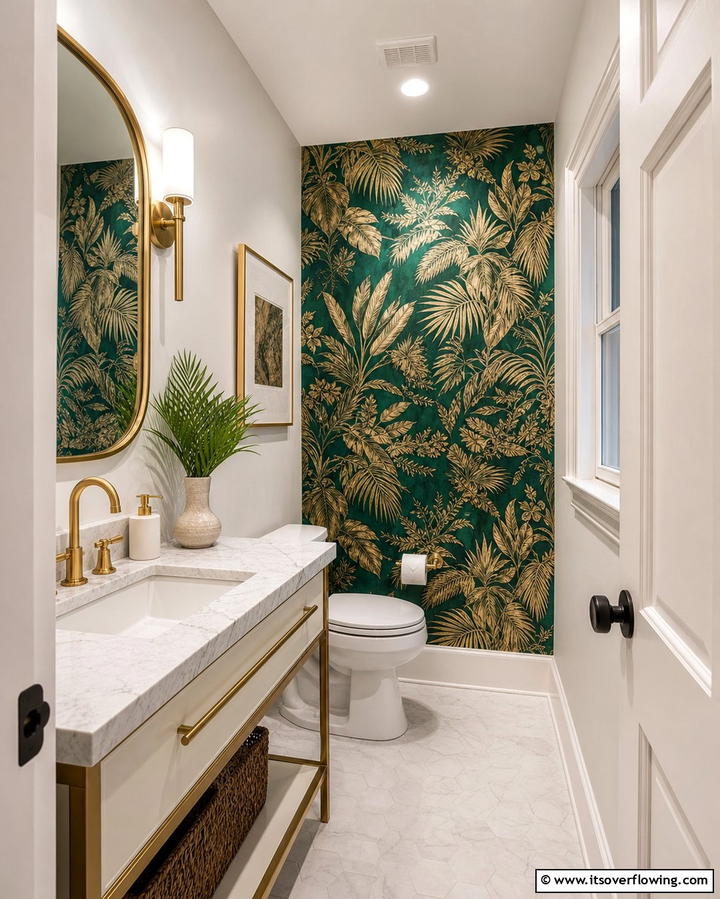 Bold Wallpaper Accents - 25 Hallway Bathroom Ideas to Maximize Small Spaces