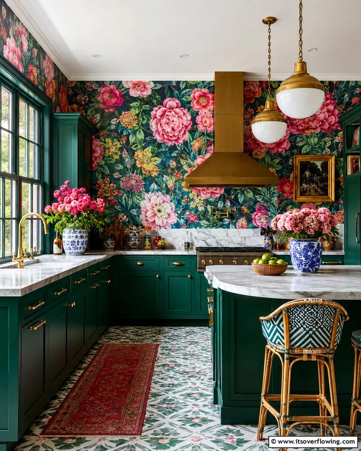 Bold Wallpaper Accents - 25 Maximalist Kitchen Decor Ideas for Bold Spaces