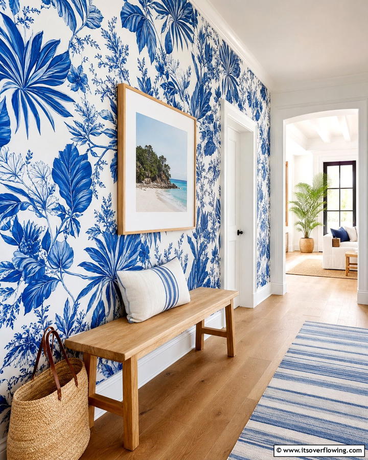 Bold Wallpaper Accents - 25 Narrow Hallway Ideas to Maximize Space and Style