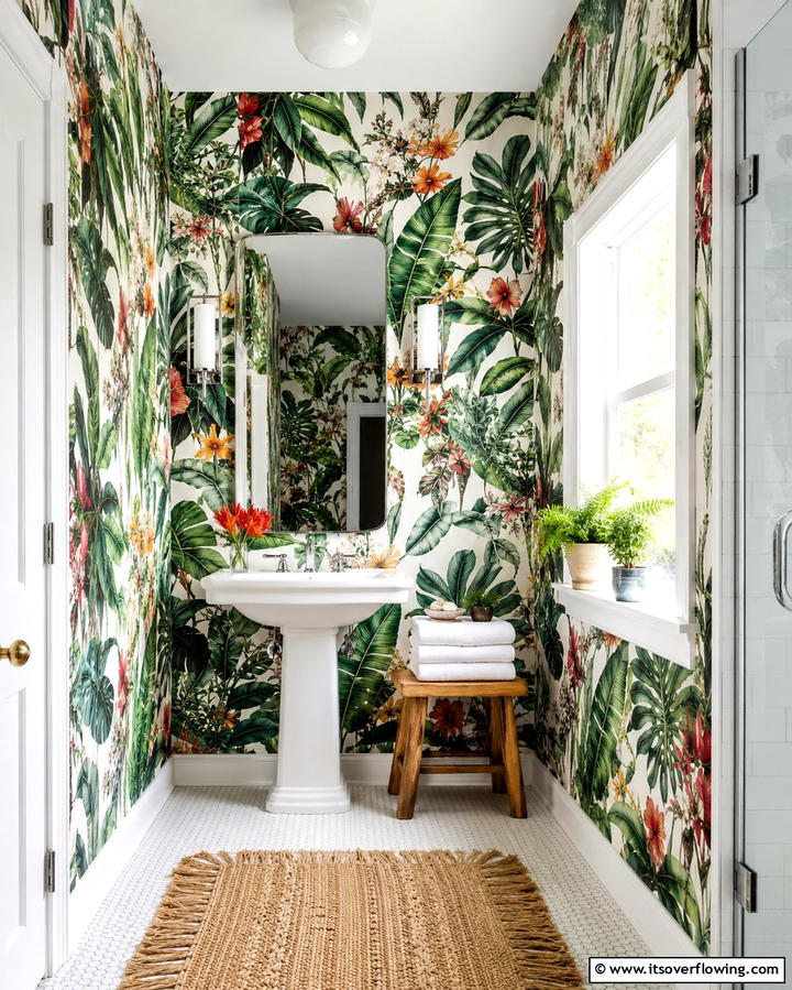 Bold Wallpaper Accents - 25 Eclectic Bathroom Ideas for a Unique and Personalized Space