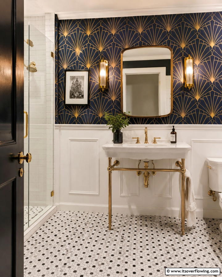 Bold Wallpaper Designs - 30 Art Deco Bathroom Ideas for Glamorous Geometric Design