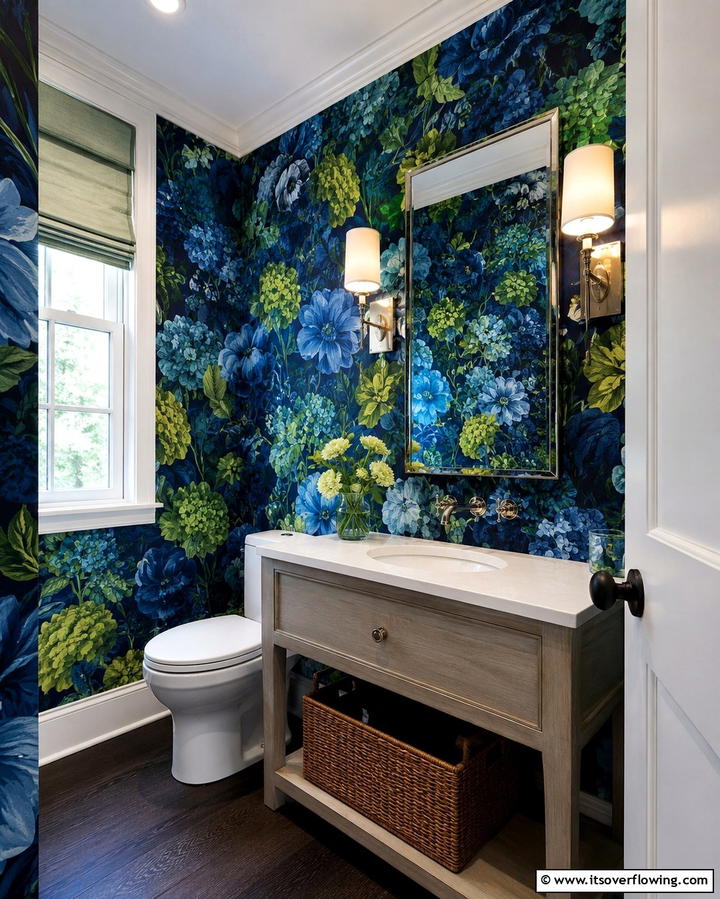 Bold Wallpaper for Drama - 25 Small Powder Room Ideas for Stylish Spaces