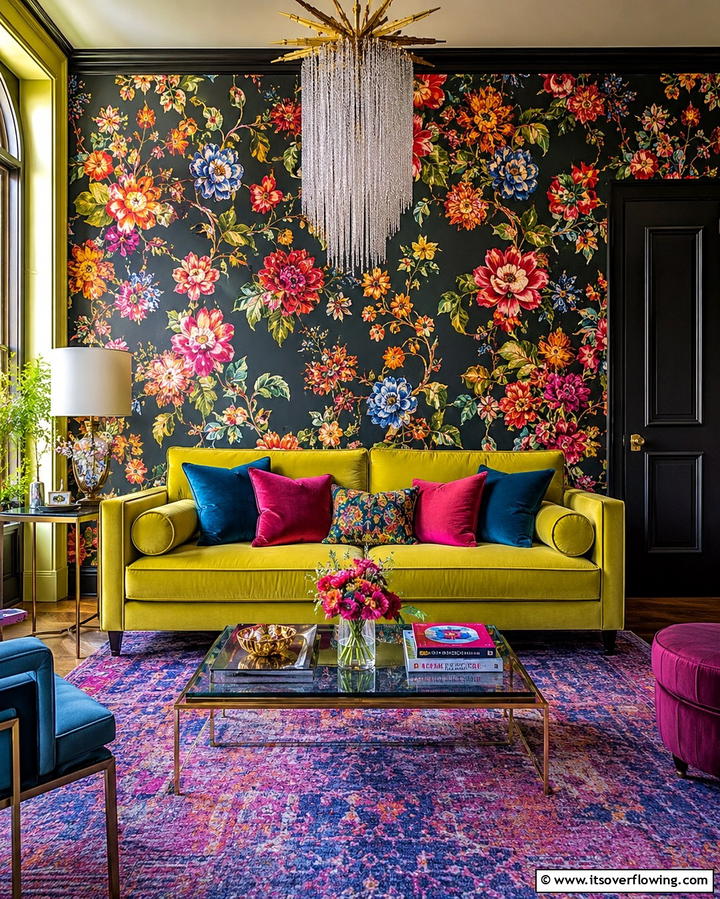 Bold Wallpaper for Instant Drama - 25 Maximalist Living Room Design Ideas for Bold Homes