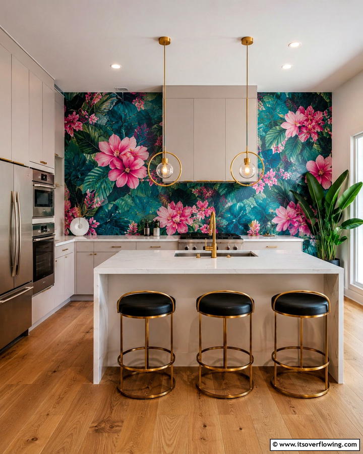 Bold Wallpaper for a Statement - 25 Kitchen Accent Wall Ideas for a Stylish Upgrade