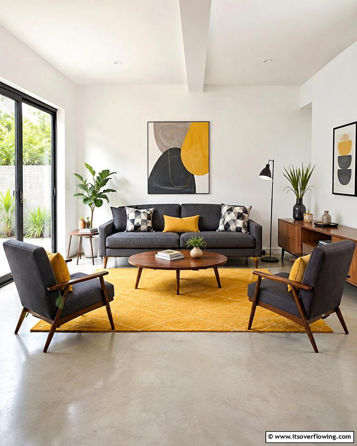 Bold Yellow Accent Wall for a Statement - 25 Yellow Living Room Ideas to Brighten Your Home