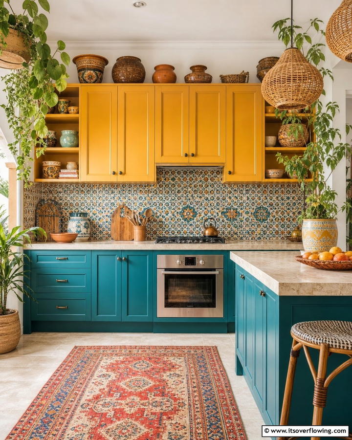 Bold and Colorful Cabinets - 25 Boho Kitchen Ideas for a Cozy and Eclectic Vibe