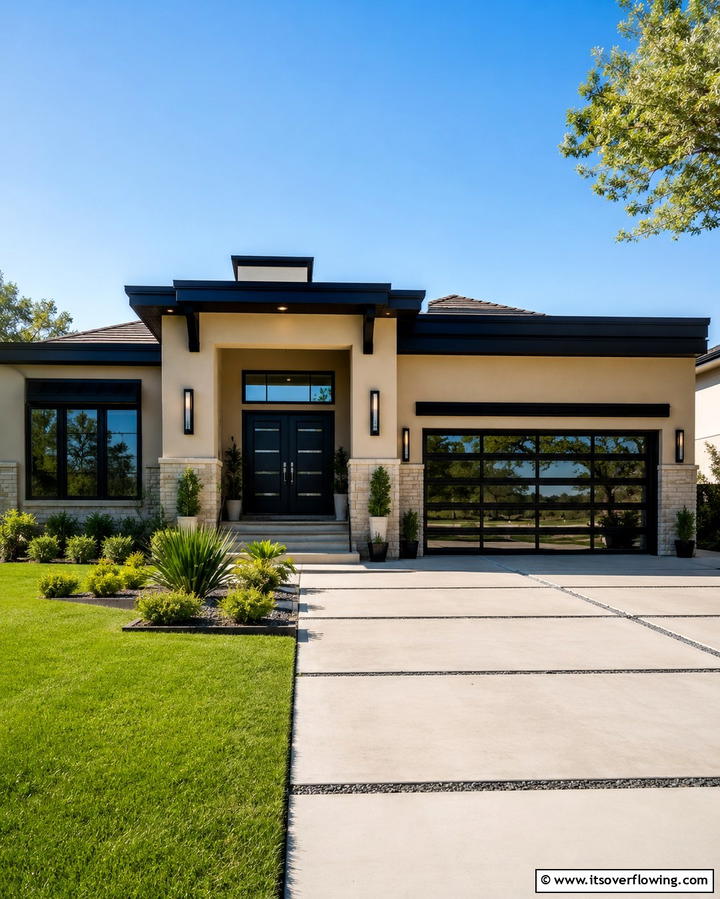 Bold and Dramatic Contrast - 25 Tan House With Black Trim Design Ideas for Elegance
