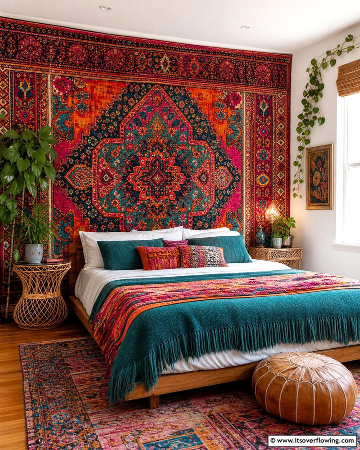 Bold and Vibrant Wall Tapestries - 25 Colorful Boho Bedroom Ideas for a Cozy Retreat
