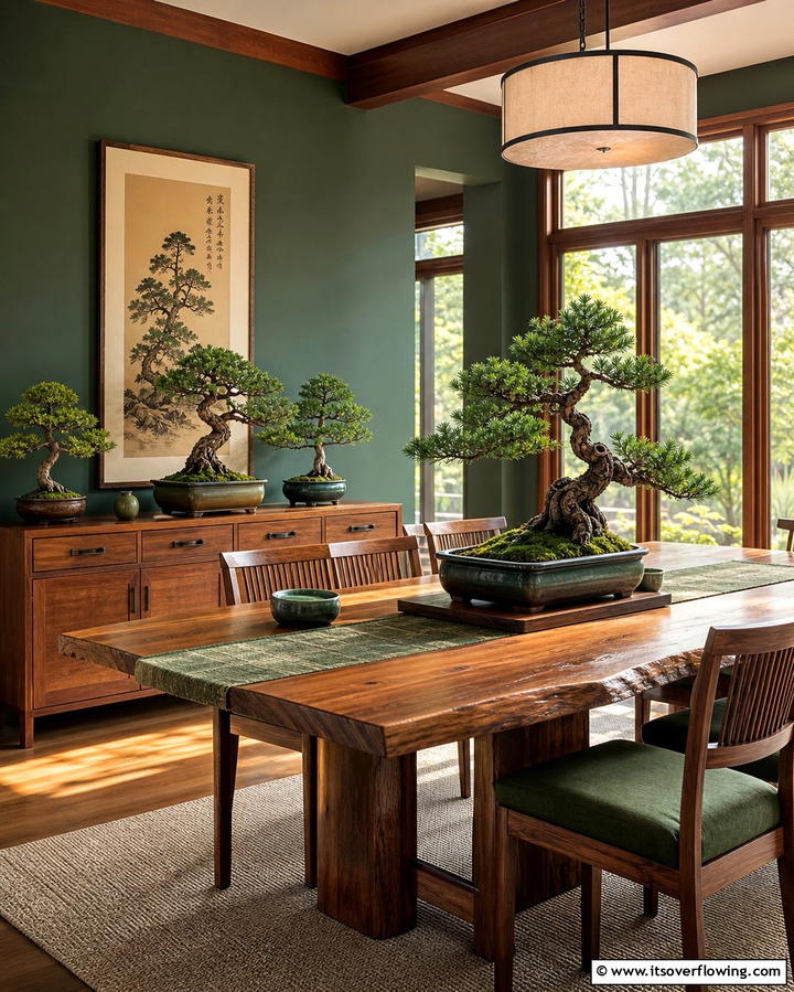 Bonsai Accents - 25 Japanese Dining Room Ideas for a Zen-Inspired Space