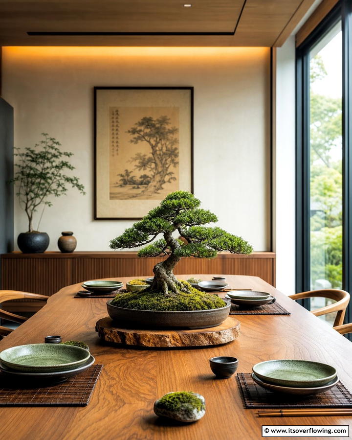 Bonsai Centerpieces - 25 Japanese Dining Room Ideas for a Zen-Inspired Space