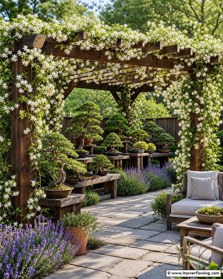 Bonsai Pergola Integration - 20 Bonsai Garden Ideas- Miniature Landscapes