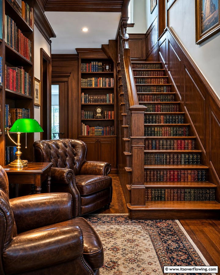 Book Spine Replicas - 25 Stair Riser Ideas to Enhance Your Home’s Interior