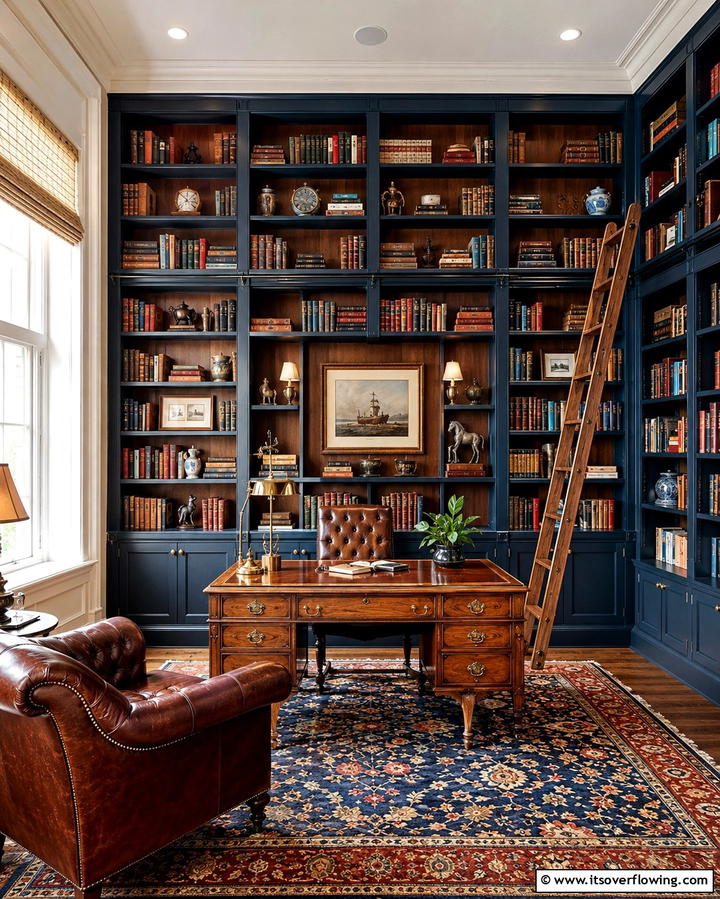 Bookcase Wall - 25 Creative Office Accent Wall Ideas to Inspire Your Space