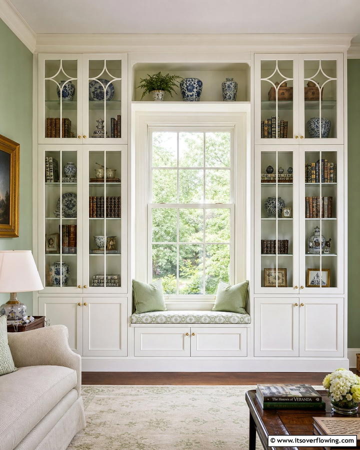 Bookcases with Glass Doors - 20 Bookcases Around Window Design Ideas- Functional Decor