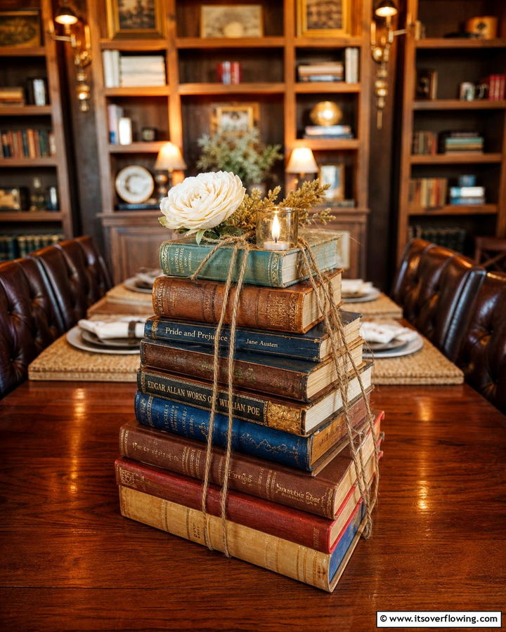 Books and Literary Themes - 25 Centerpiece Ideas for Stunning Table Decor