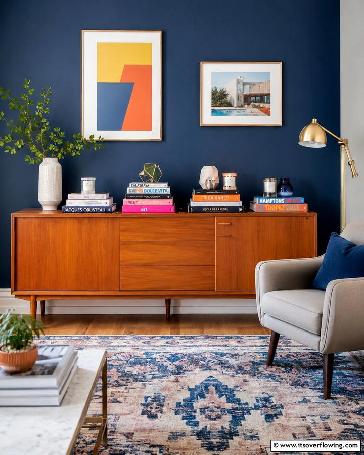 Books as Decorative Layers - 25 Sideboard Decor Ideas to Enhance Your Living Space