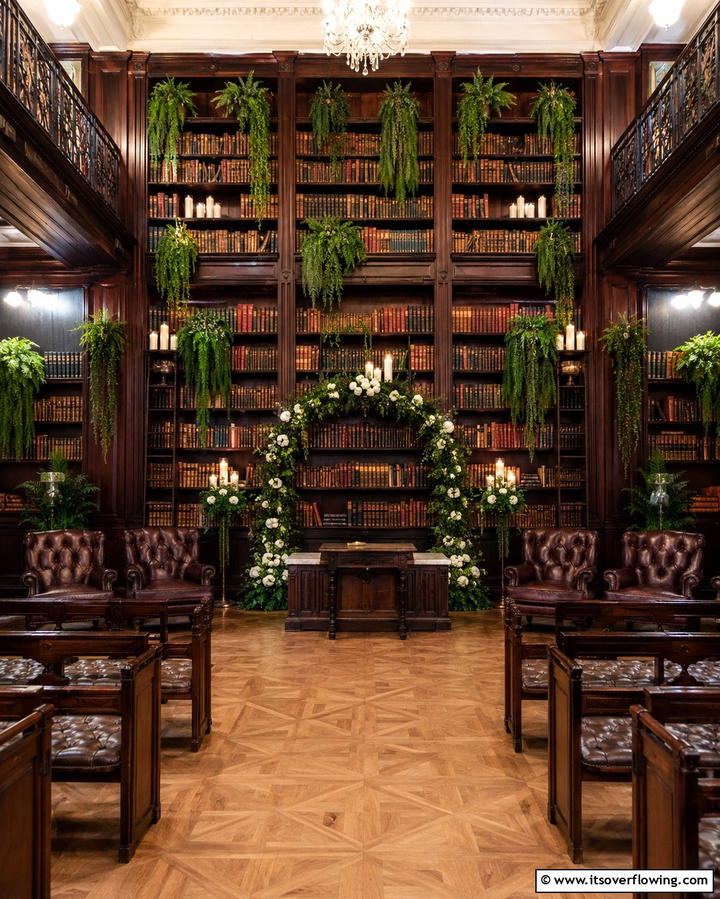 Bookshelf Altar - 30 Stunning Wedding Altar Design Inspirations