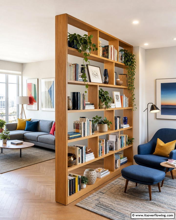 Bookshelf Room Dividers - 30 Living Room Storage Ideas to Declutter Your Space
