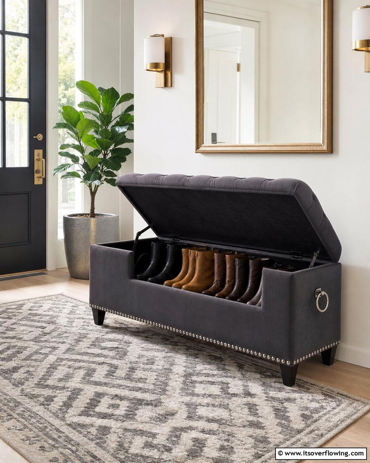 Boot Storage Ottoman with Dual Functionality - 25 Creative Boot Storage Ideas for Organized Homes