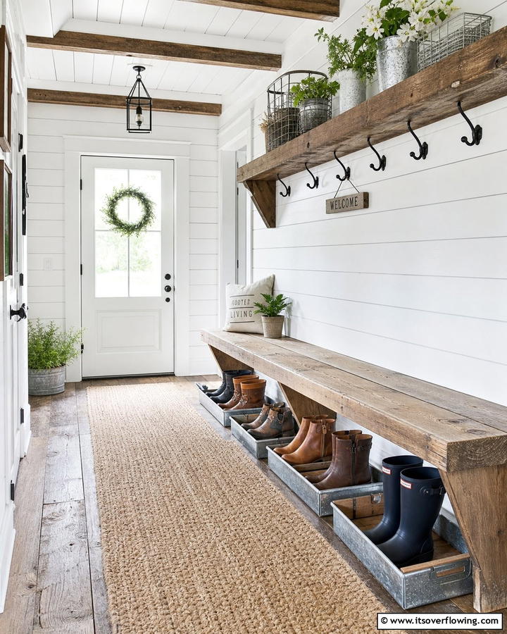 Boot Trays for Containing Mess - 20 Farmhouse Mudroom Ideas for a Rustic Entryway