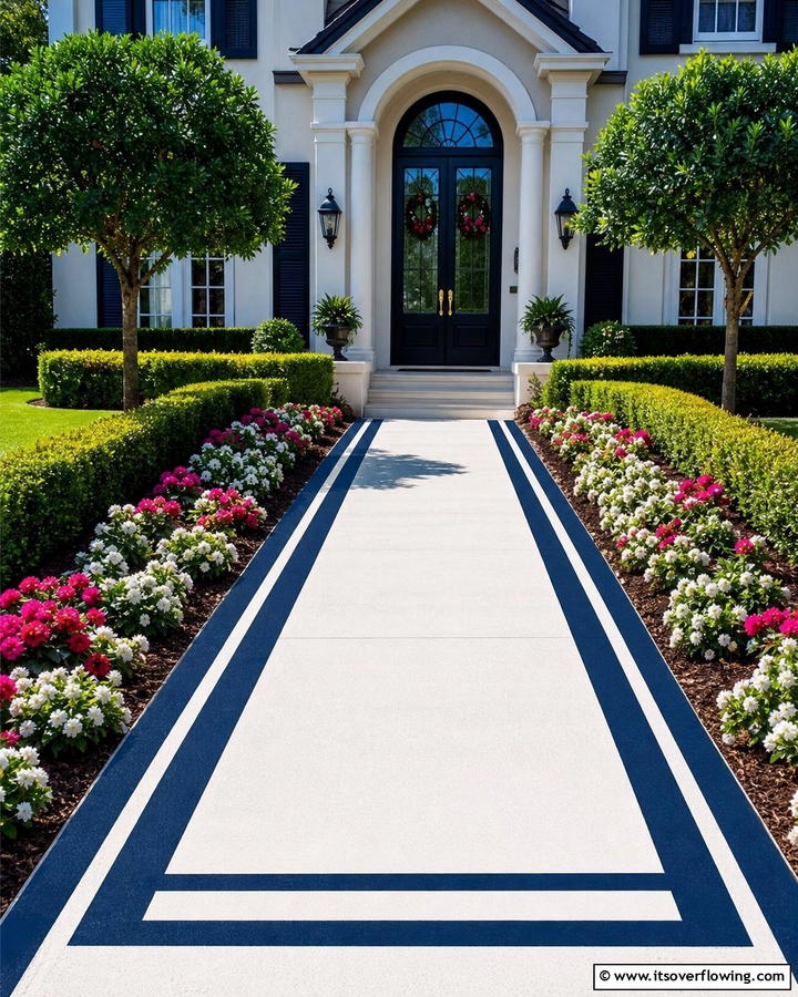 Border Accents for Defined Walkways - 20 Concrete Walkway Painting Ideas for a Unique Path