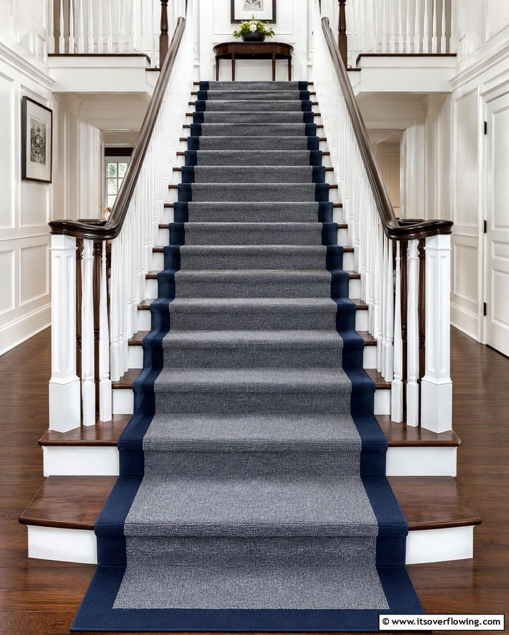 Border Designs for Defined Edges - 25 Stair Runner Ideas for Safety and Style in Your Home