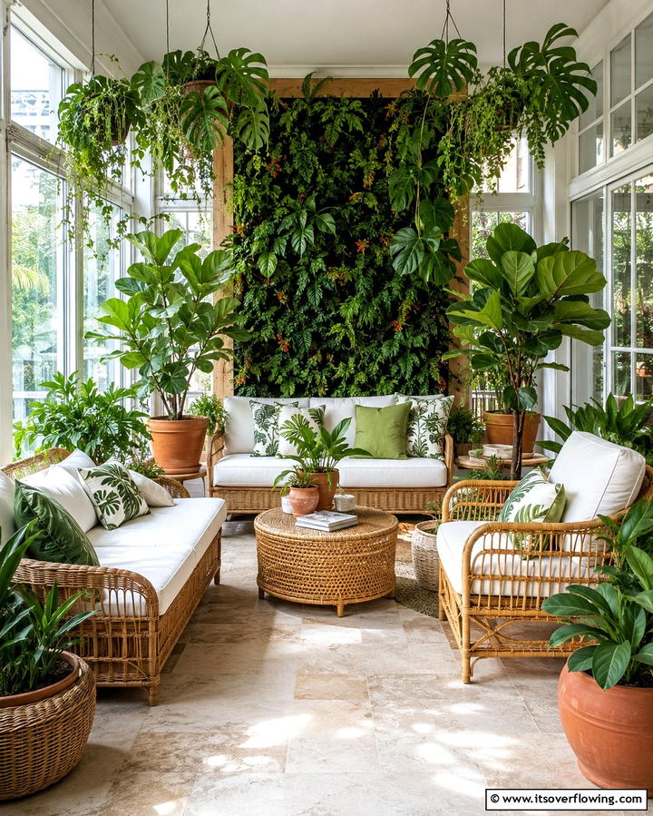Botanical Bliss Sunroom - 30 Farmhouse Sunroom Ideas for Cozy and Light-Filled Relaxation