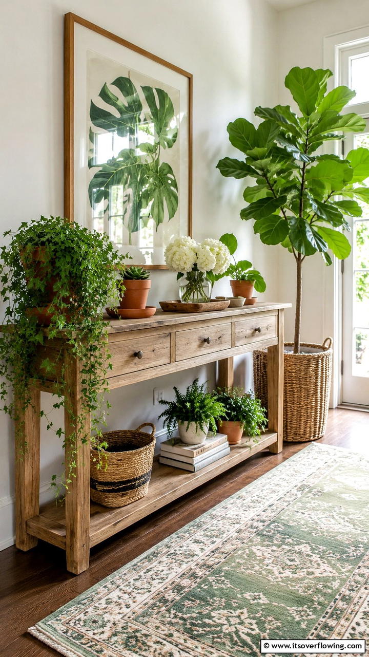 Botanical Bliss - 30 Console Table Decor Ideas- Elevate Entryways and Halls