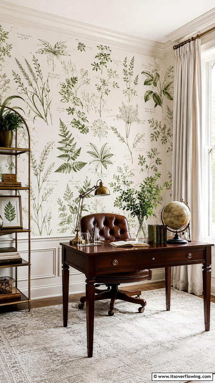 Botanical Illustration Accent - 30 Indoor Plant Wall Ideas to Transform Blank Spaces
