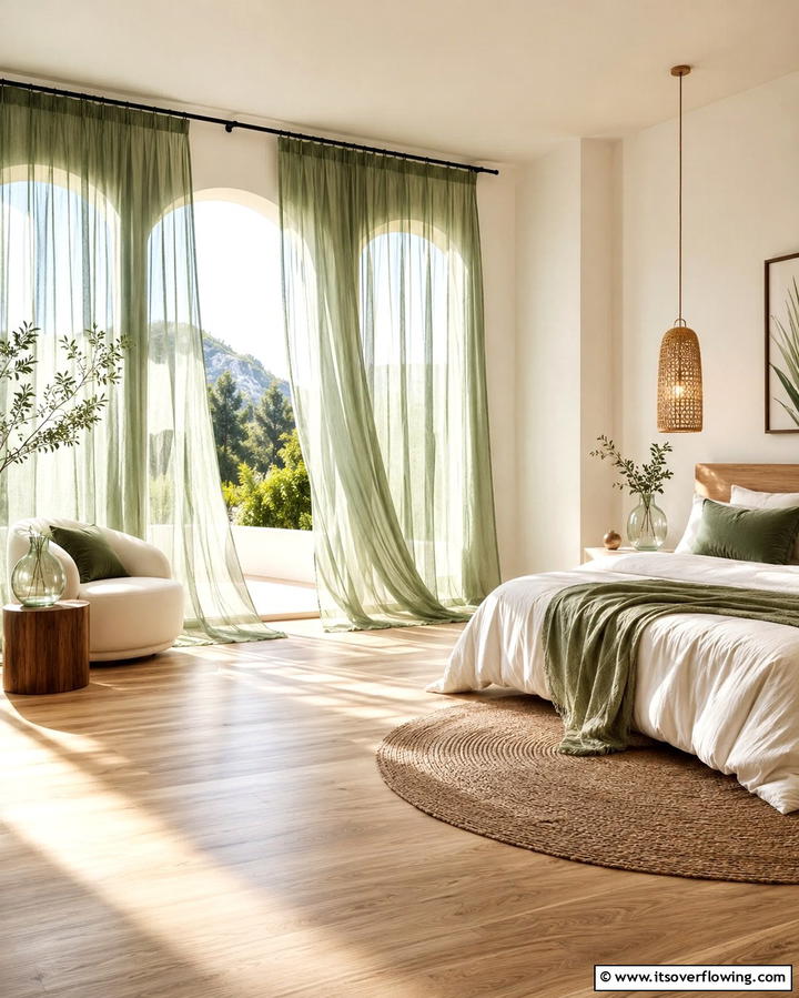 Botanical Light Green Wallpaper - 25 Light Green Bedroom Ideas for a Fresh and Calming Space