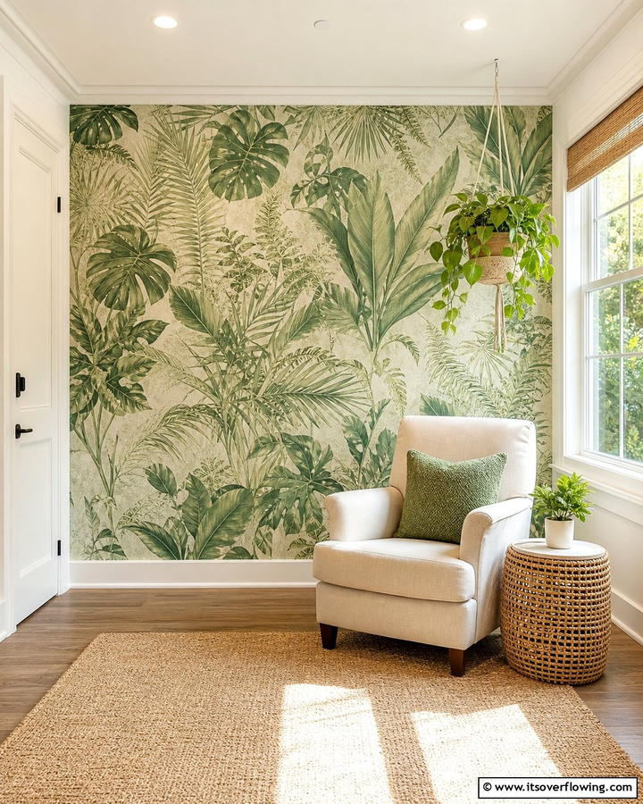 Botanical Print Accent - 21 Green Accent Wall Ideas for Bold and Serene Interiors