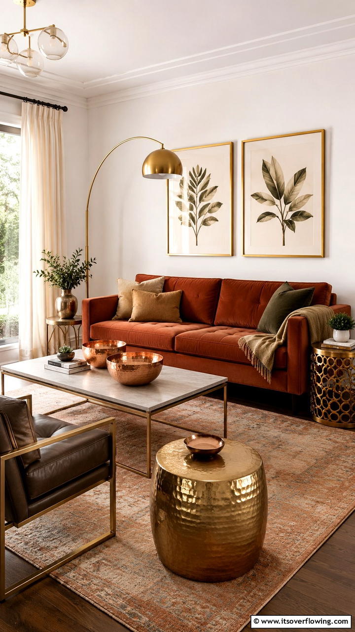 Botanical Print Accents - 30 Cozy Fall Living Room Ideas to Embrace Autumn Vibes