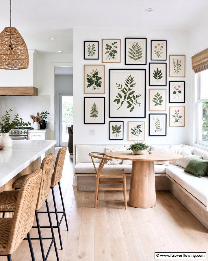 Botanical Print Arrangement - 21 Kitchen Wall Decor Ideas for a Personalized Culinary Space