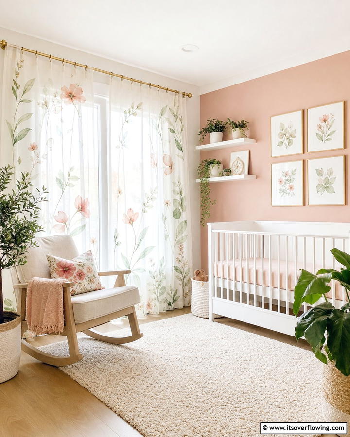 Botanical Print Curtains - 20 Floral Nursery Ideas for a Blooming Baby Room