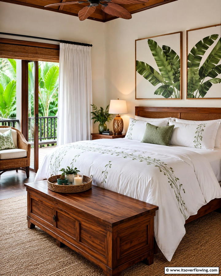 Botanical Prints and Patterns - 25 Green and Brown Bedroom Ideas for Earthy Vibes