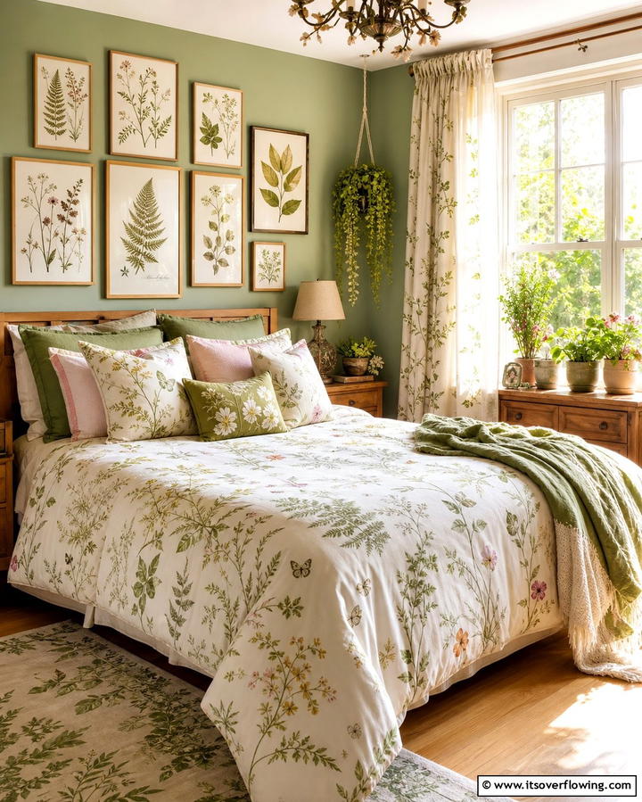 Botanical Prints and Textiles - 25 Fairycore Bedroom Ideas for a Whimsical Escape