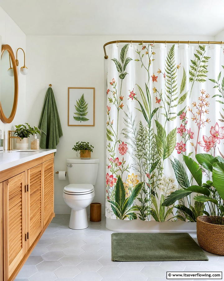 Botanical Prints for a Natural Touch - 25 Shower Curtain Ideas to Refresh Your Bathroom