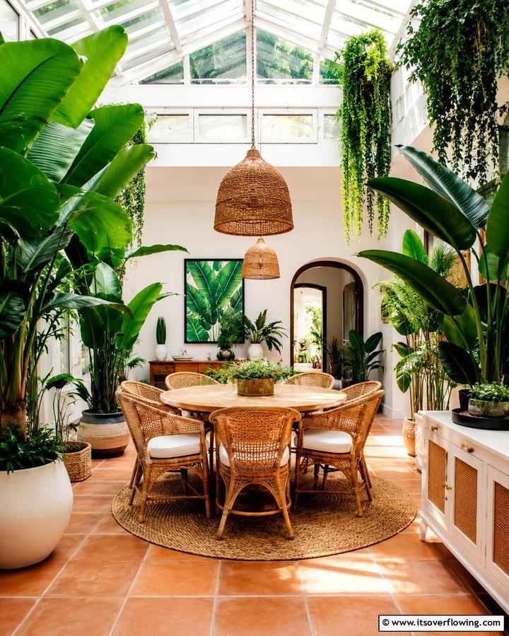 Botanical Retreat Dining Room - 30 Sunroom Dining Room Ideas for Bright and Airy Meals