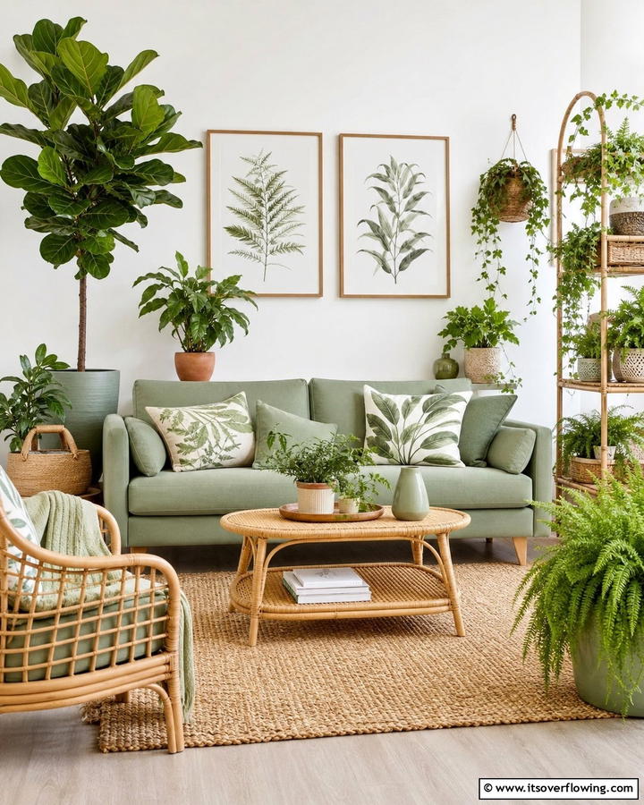 Botanical Sage Vibes - 21 Sage Green Living Room Schemes for Calming Interior Designs