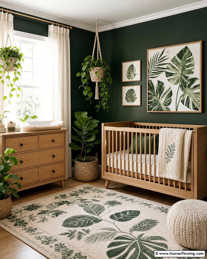 Botanical Themed Nursery - 20 Dark Green Nursery Ideas for a Calming Space