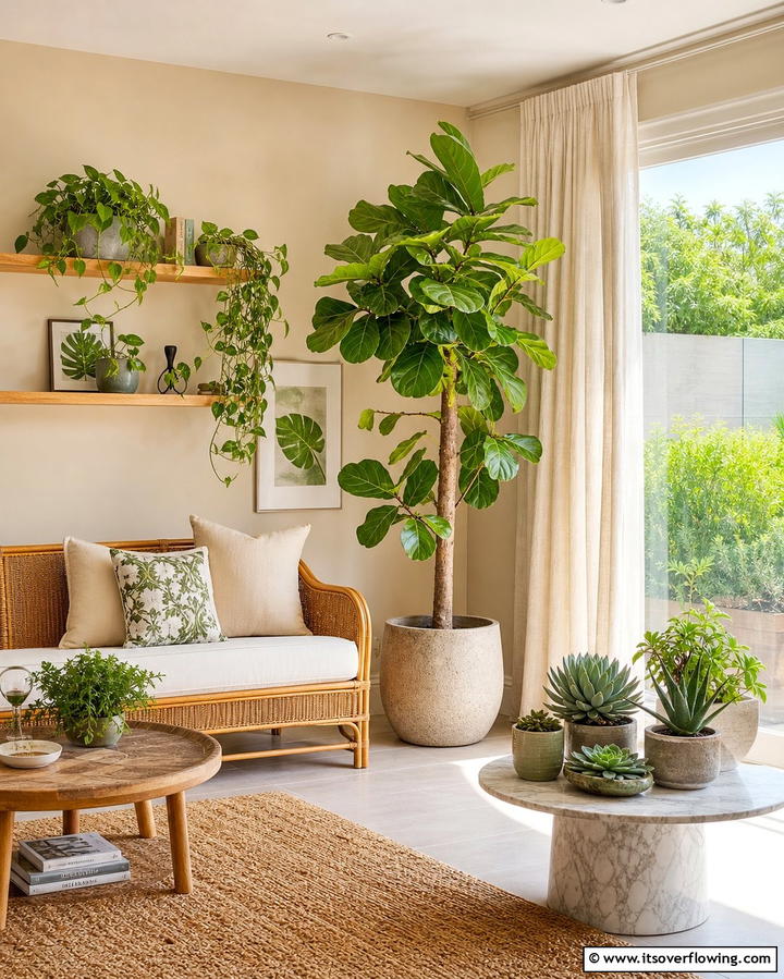 Botanical Touches for a Fresh Look - 25 Dulux Egyptian Cotton Living Room Ideas for Elegance