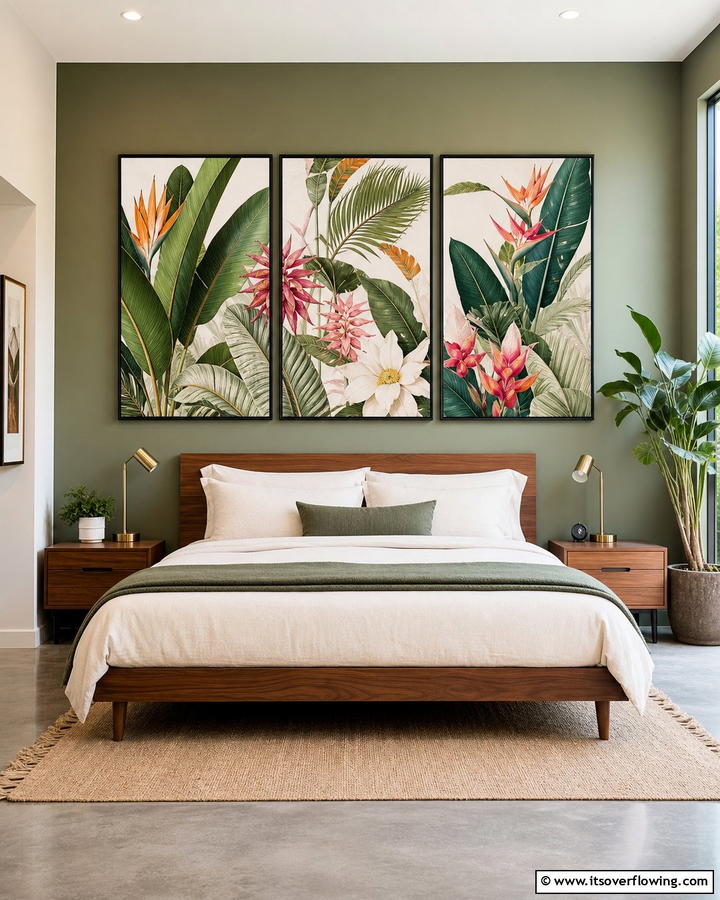 Botanical Wall Art - 30 Jungle-Themed Bedroom Ideas- Wild & Whimsical Decor