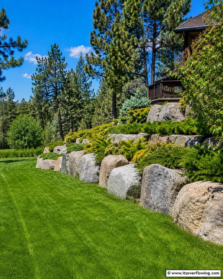 Boulder Retaining Wall - 25 Inexpensive Retaining Wall Ideas for Your Yard