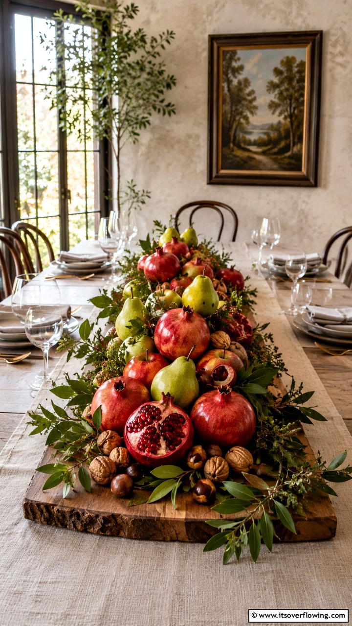 Bountiful Fruit and Nut Arrangement - 21 Stunning Thanksgiving Centerpiece Ideas for Your Table